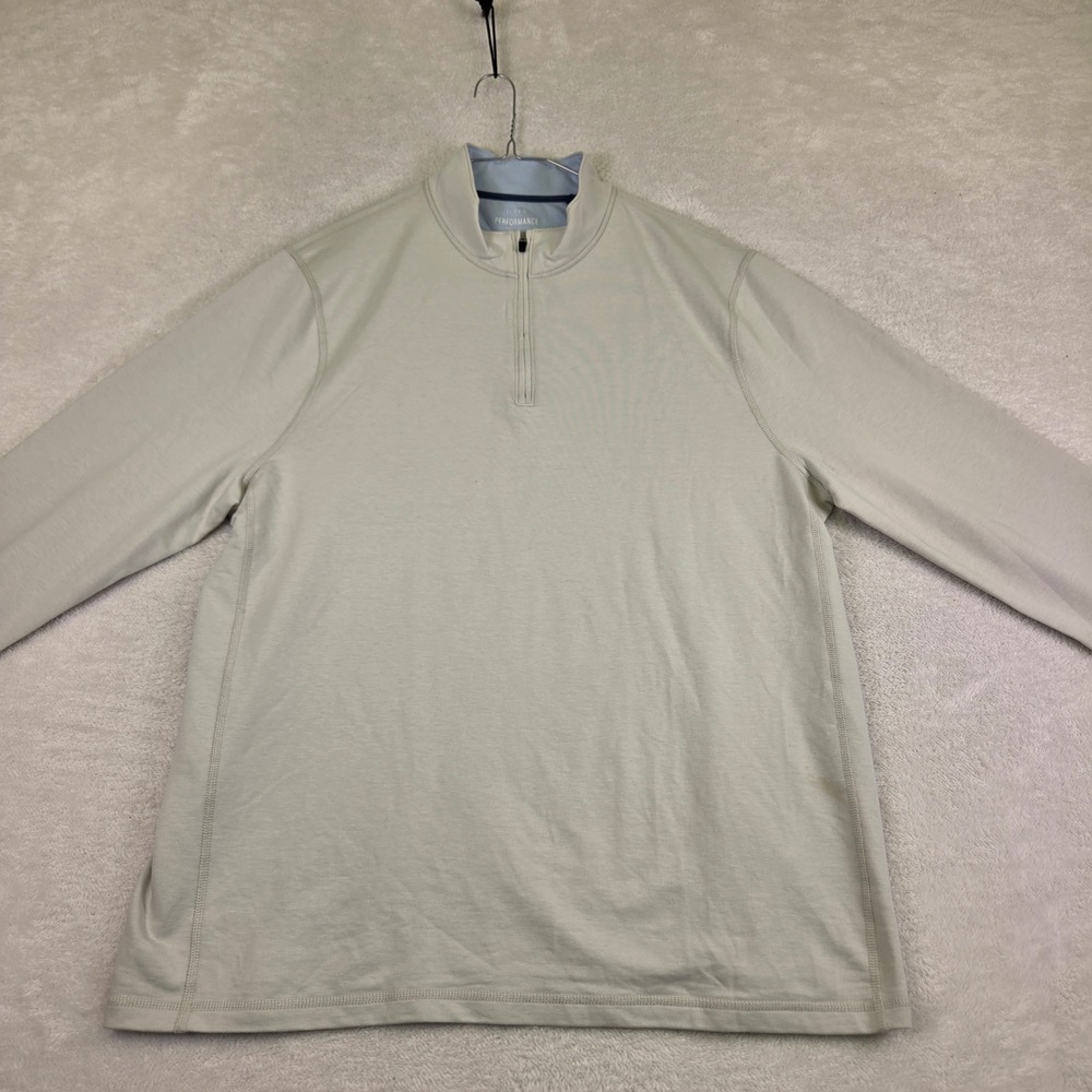 J.Crew Performance Mens XL Quarter Zip Pullover Light Gray Golf Shirt LongSleeve